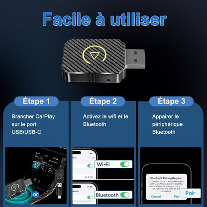 CLE CARPLAY Type-C/USB, installation Plug & Play.